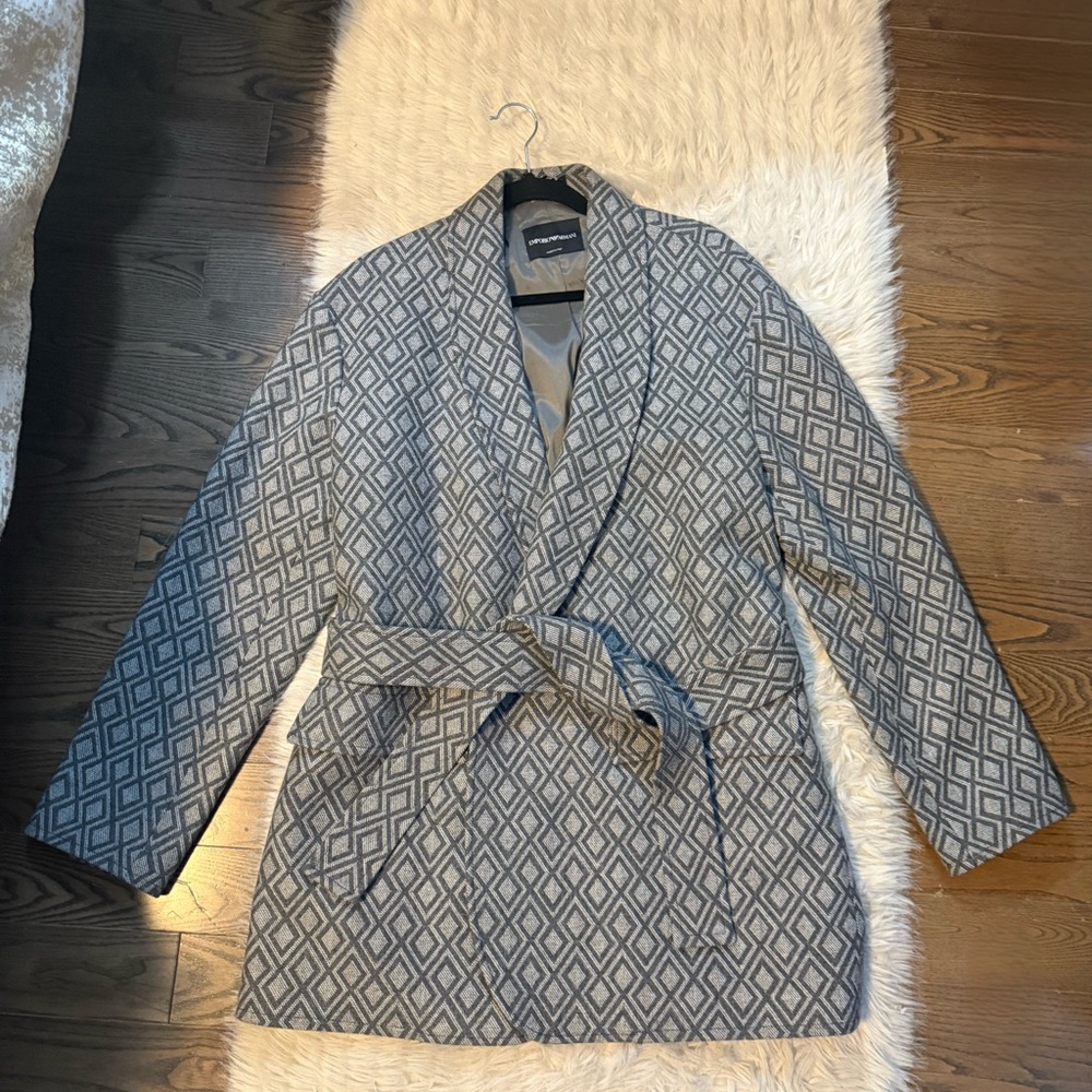 EMPORIO ARMANI Men’s Belted Jacquard Jacket – Made in Italy – Size 50 (US 40)